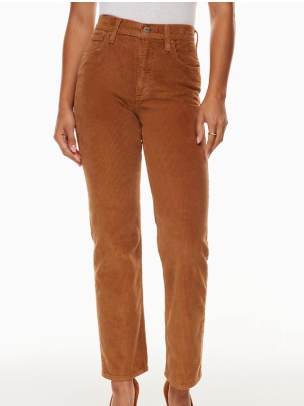 Aritzia Denim Forum The Arlo High Rise Straight Corduroy Pants Size 30 Brown